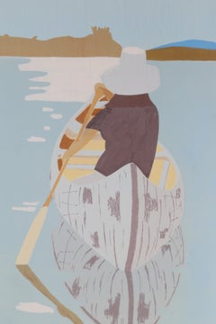 Good Afternoon 2 (Gray Rowboat), Unique Monotype on Canvas by Alex Katz