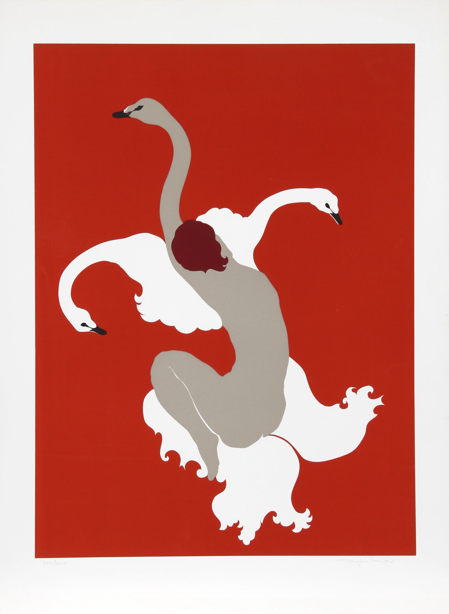 Three Wild Swans by Daphne Mumford, American (1934)
Date: 1981
Screenprint, signed and numbered in pencil
Edition of 200
Size: 30 in. x 22.5 in. (76.2 cm x 57.15 cm)