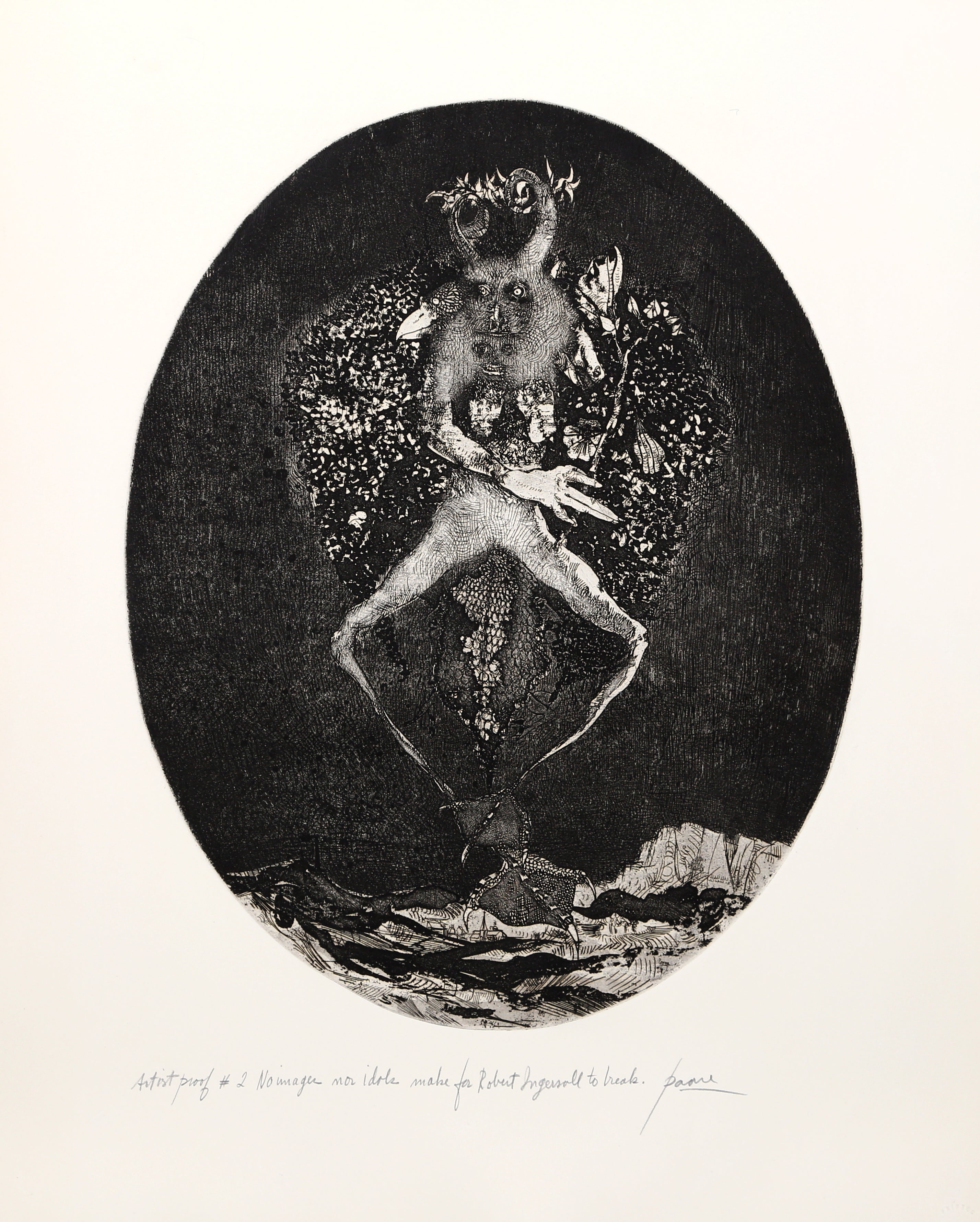 No Images Nor Idols Make for Robert, 1963 Signed Etching by Peter Paone