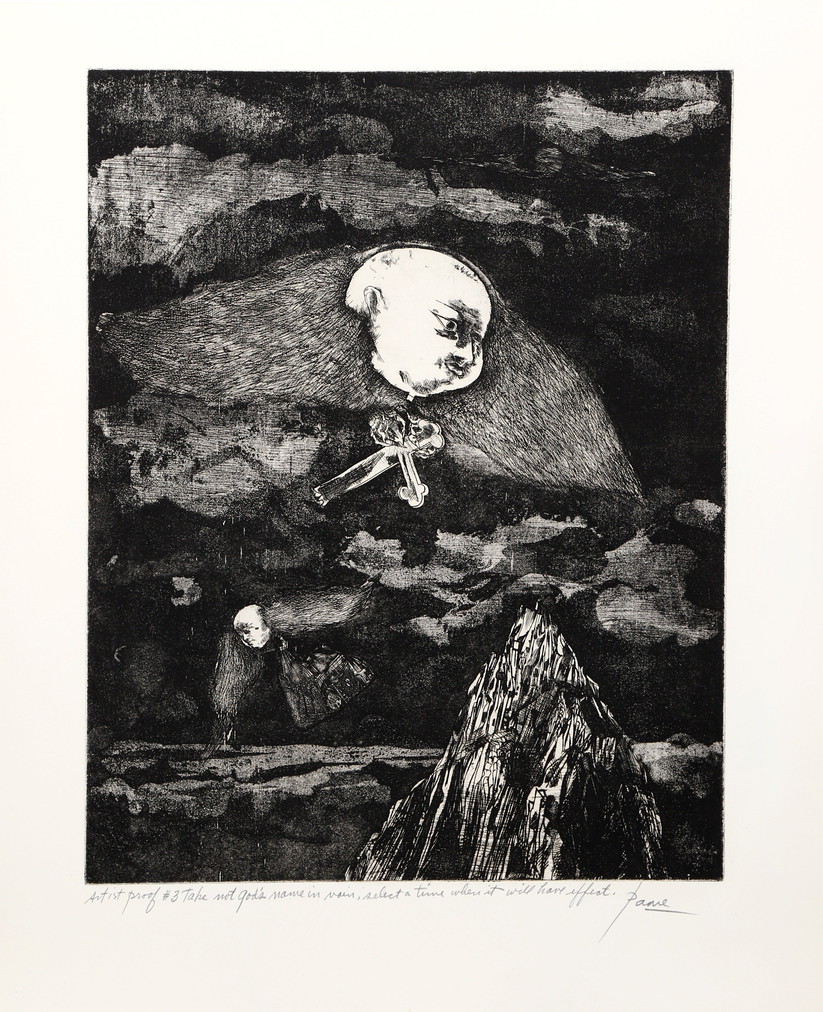 Take Not God’s Name in Vain, Select a Time When It Will Have Effect by Peter Paone, American (1936)
Date: 1963
Etching, signed in pencil
Edition of AP
Size: 30 x 22 in. (76.2 x 55.88 cm)