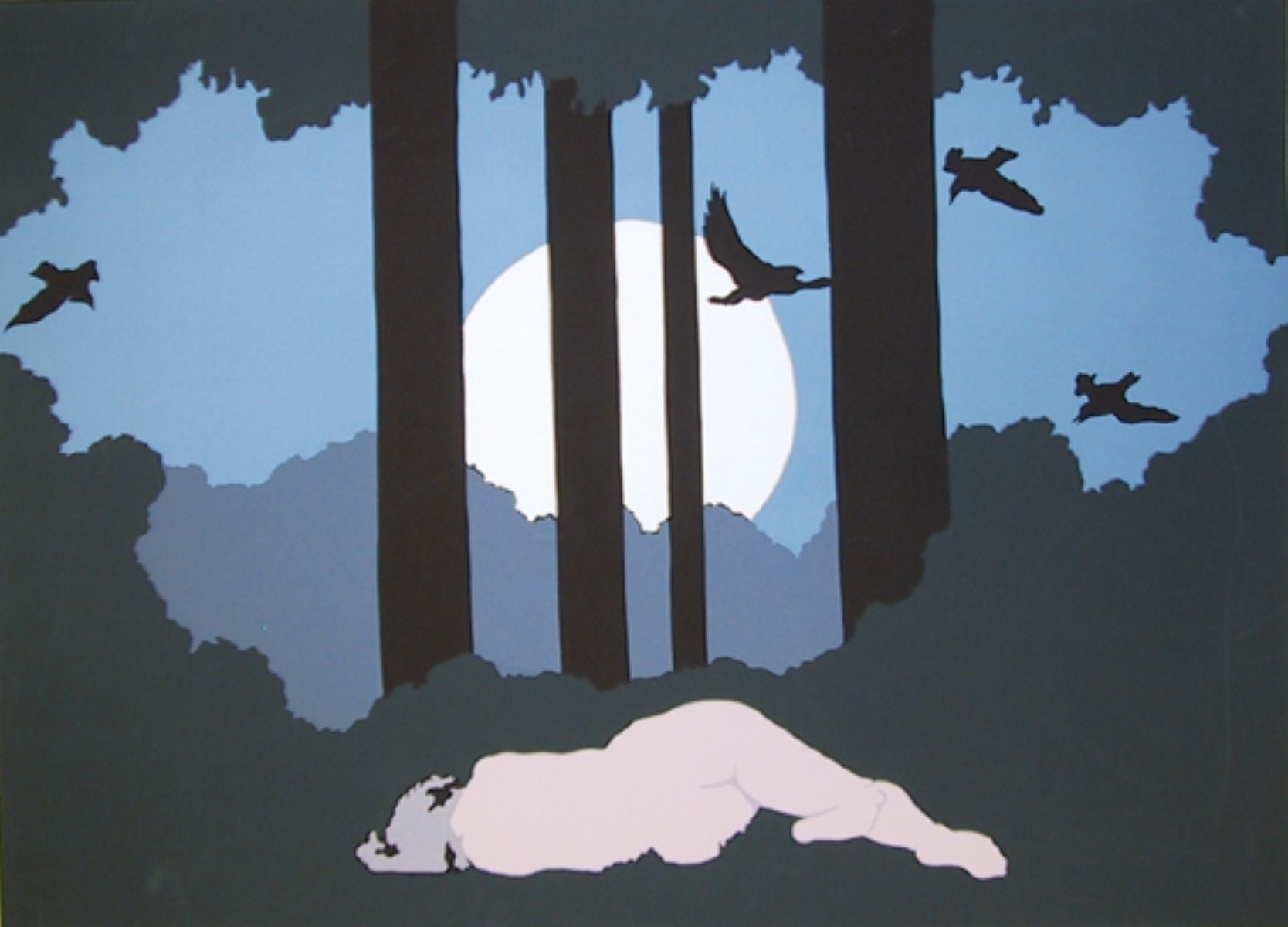„Moonlight“, um 1980 – signierter Pop-Art-Siebdruck von Daphne Mumford