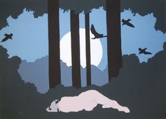 «Moonlight», serigrafía de arte pop firmada por Daphne Mumford, de alrededor de 1980