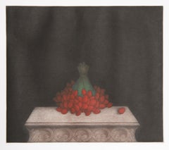 Strawberries and Asparagus, Signed Realist Mezzotint by Tomoe Yokoi