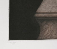 Fresas y espárragos, mezzotinta realista firmada por Tomoe Yokoi