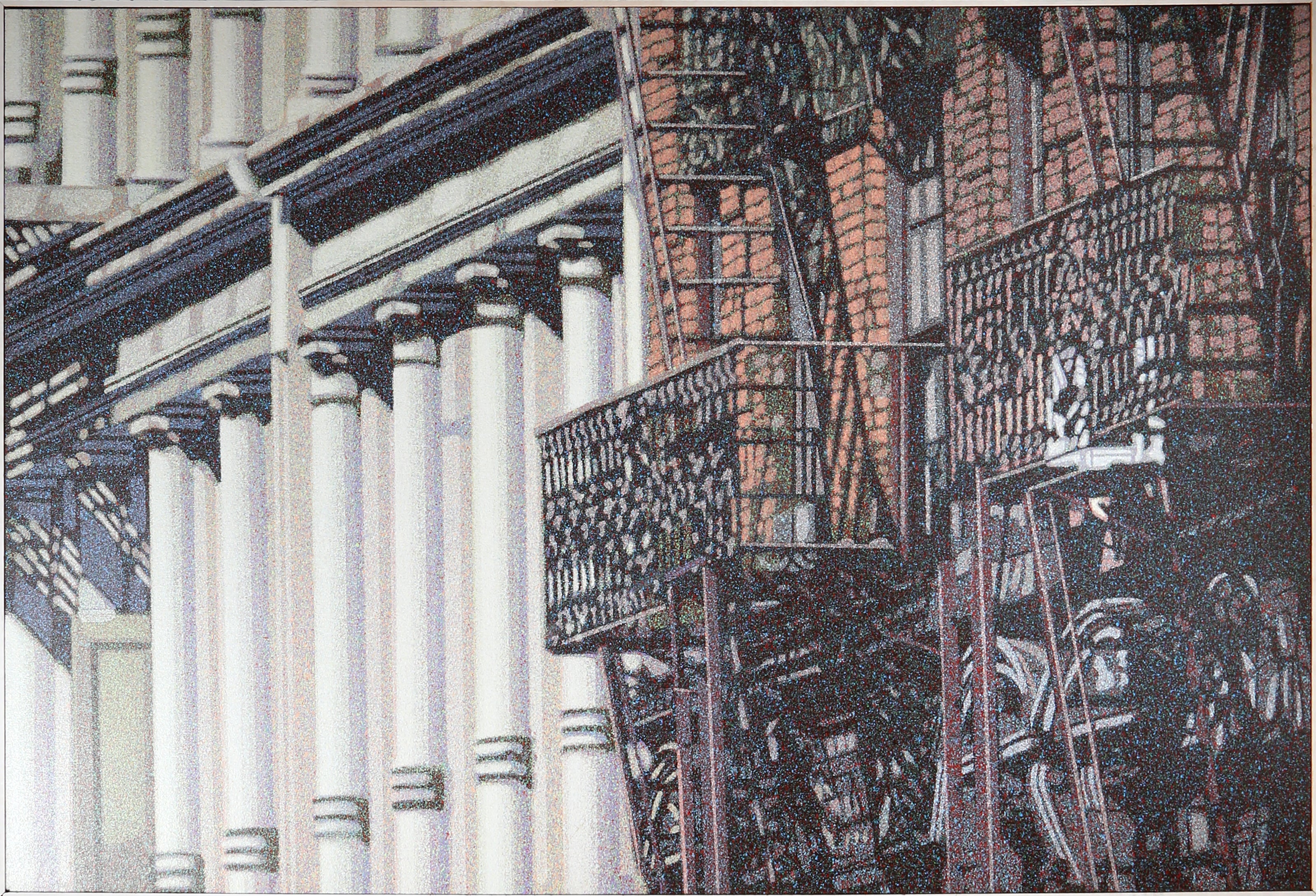 Han Hsaing-ning Landscape Painting - West Broadway, Signed Photorealist Acrylic Paint by H.N. Han