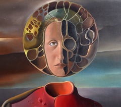 Surrealist Portrait, 1977 Signed Oil Painting by Roberto Soto