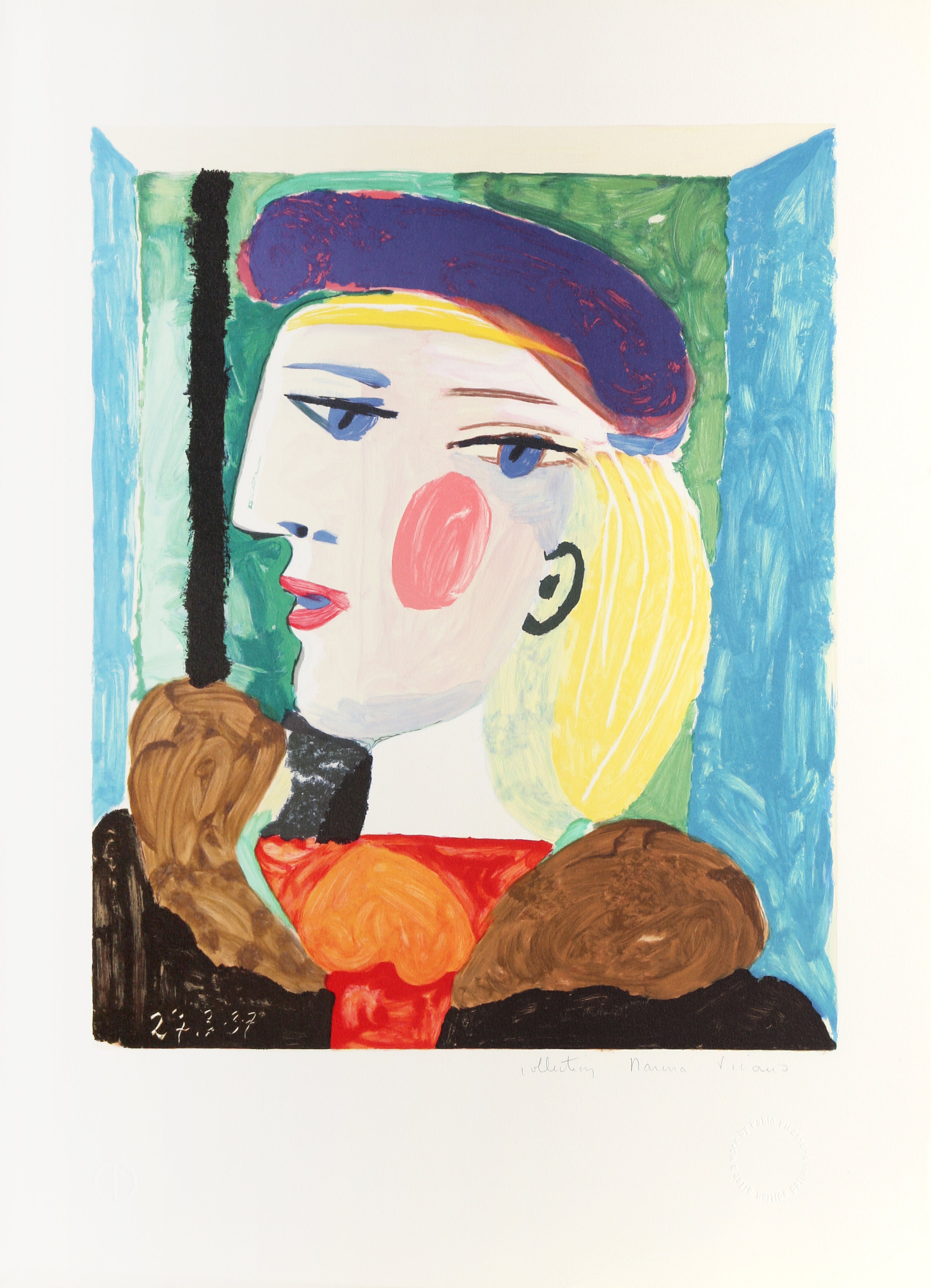 Perfil de mujer (Marie-Therese Walter), litografía cubista inspirada en Pablo Picasso