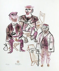 Three Men, Untitled 1 from the Shtetl Portfolio, Signed by William Gropper