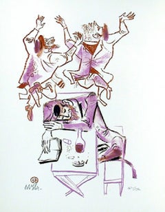 Happy Drunks, Untitled 2 from the Shtetl Portfolio, Signed by William Gropper