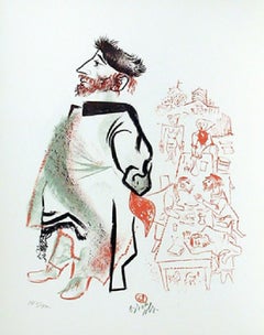 Man About Town, Untitled 4 from the Shtetl Portfolio, Signed by William Gropper