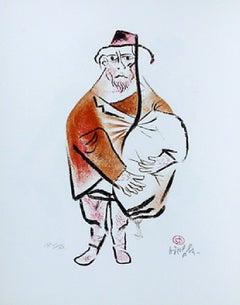 Man with Bundle, Untitled 11 from the Shtetl Portfolio Signed by William Gropper