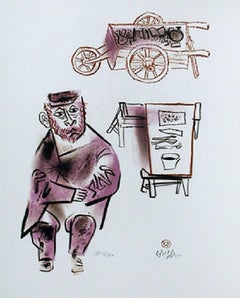 Seated Man, Untitled 22 from the Shtetl Portfolio, Signed by William Gropper