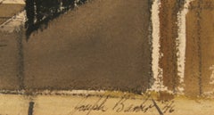 New York City Street, Signed Impressionist Drawing by Joseph Barber