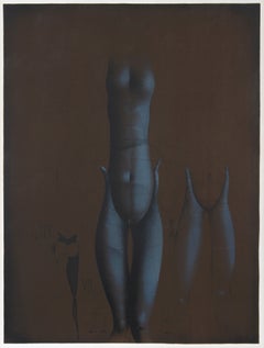 Blue Standing Torso (Untitled II), Surrealist Lithograph by Paul Wunderlich
