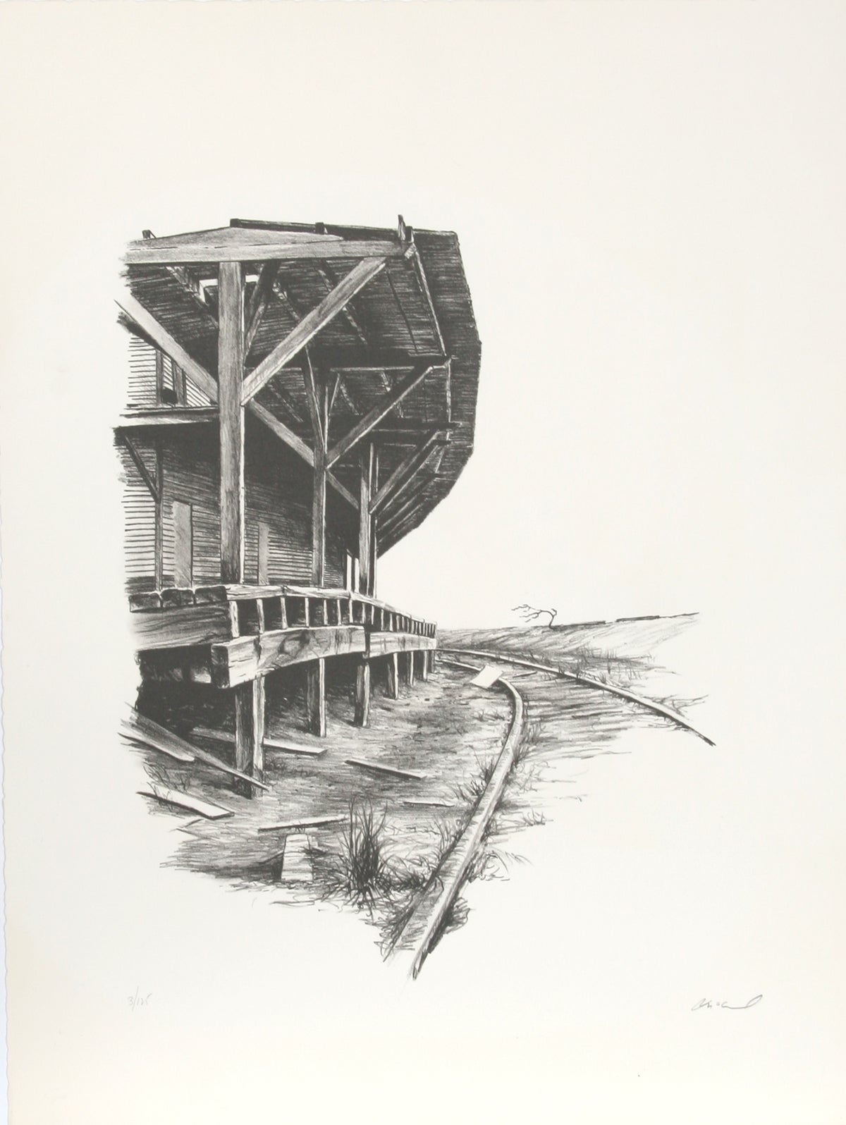 „Old Station“, signierte Lithografie von Harry McCormick