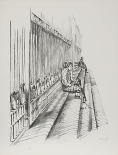 On the Steps, Signed Lithograph by Harry McCormick