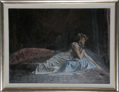 Untitled - Reclining Woman in Gown, Photorealist Oil Paint by Harry McCormick