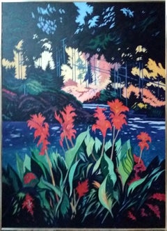 « Garden Flickerings », peinture acrylique signée de Jon Carsman