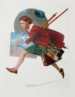 Wet Paint, American Realist Offset Print by Norman Rockwell
