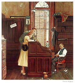 Marriage License, American Realist Offset Print by Norman Rockwell