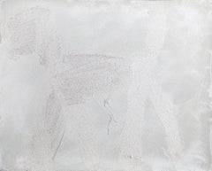 Chien (Blanc sur Argent) (12), peinture acrylique d'art urbain de Peter Mayer