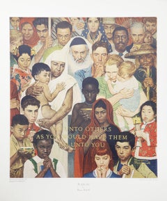 La règle d'or (Nations Unies), impression offset de Norman Rockwell