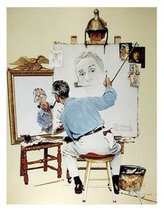 Biographie (Autoportrait), estampe offset de style réaliste américain par Norman Rockwell