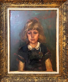 Portrait of Girl, Signed Impressionist Oil Paint by Jan De Ruth