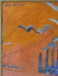 Dann kamen die Vögel – signiertes expressionistisches Stadtbild von Jon Carsman