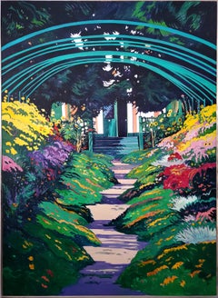 Blumeneinladungen, signiertes expressionistisches Acrylgemälde von Jon Carsman