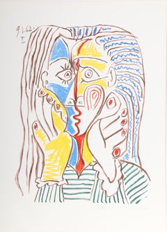 «Visage», litografía de un retrato cubista inspirada en Pablo Picasso