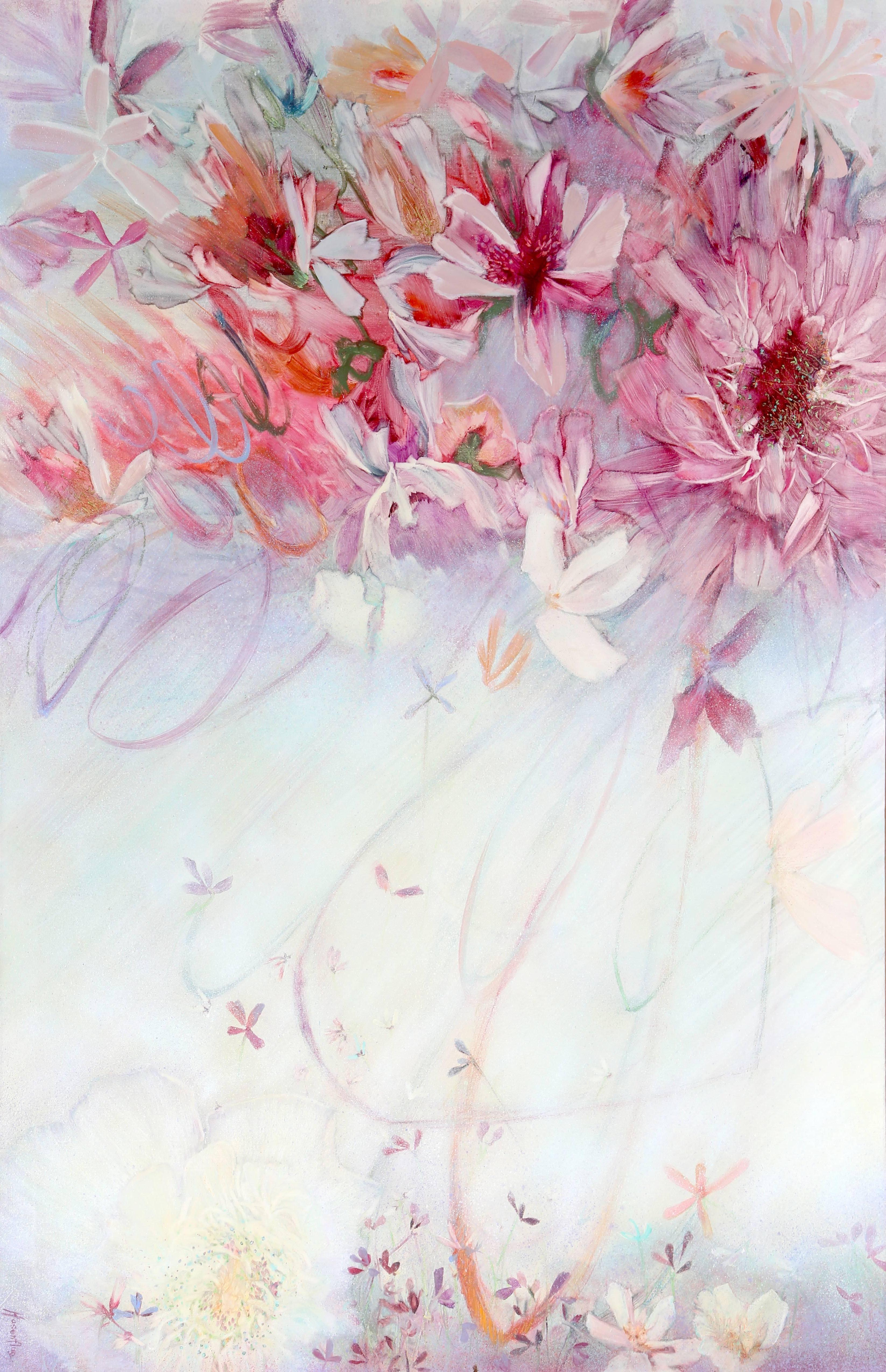 Florence Hasenflug Figurative Painting - Pink Flower Blossoms