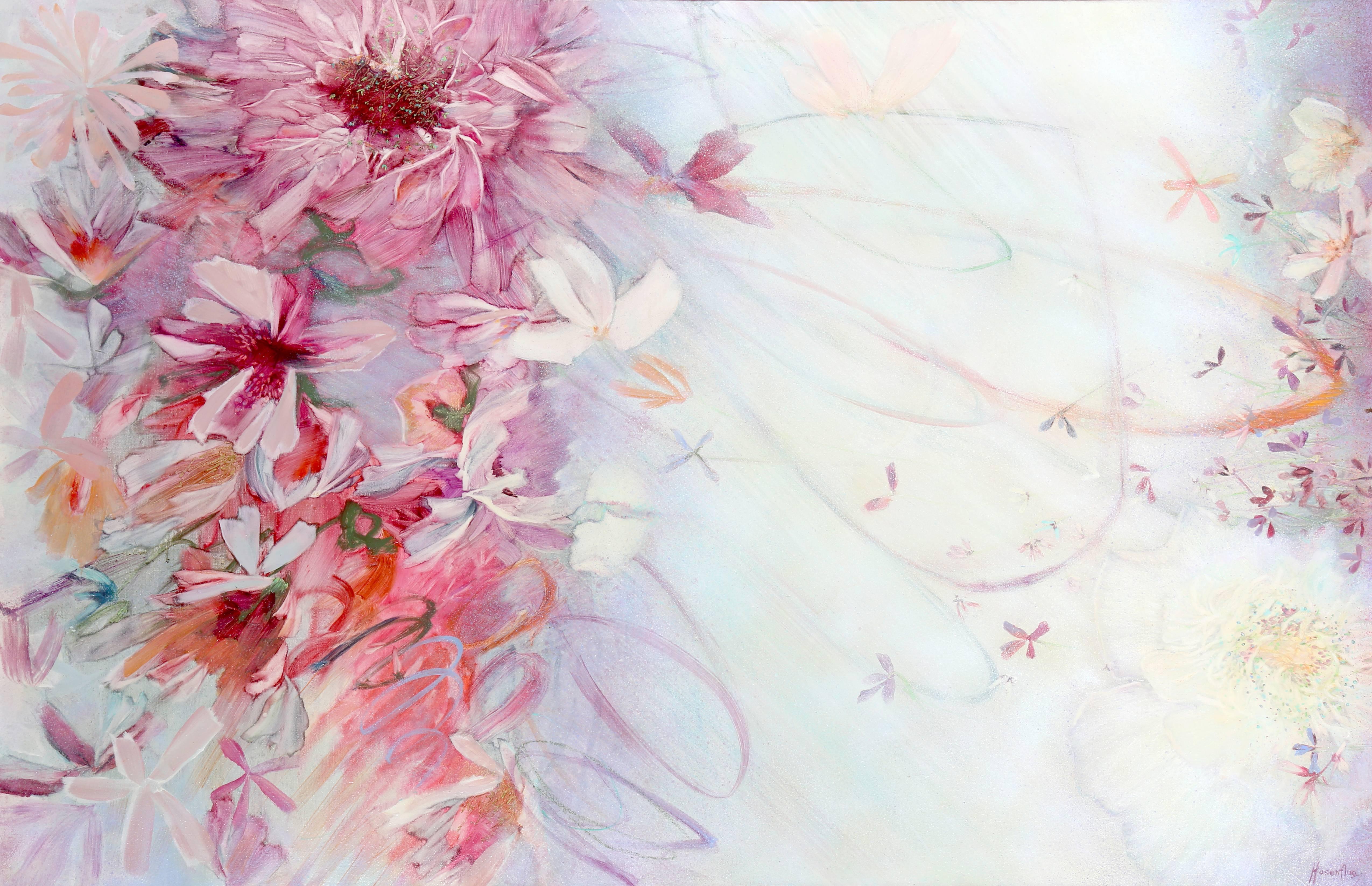 Pink Flower Blossoms - Painting by Florence Hasenflug