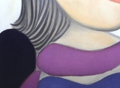 Buste de Femme au Foulard Mauve, Cubist Portrait After Pablo Picasso