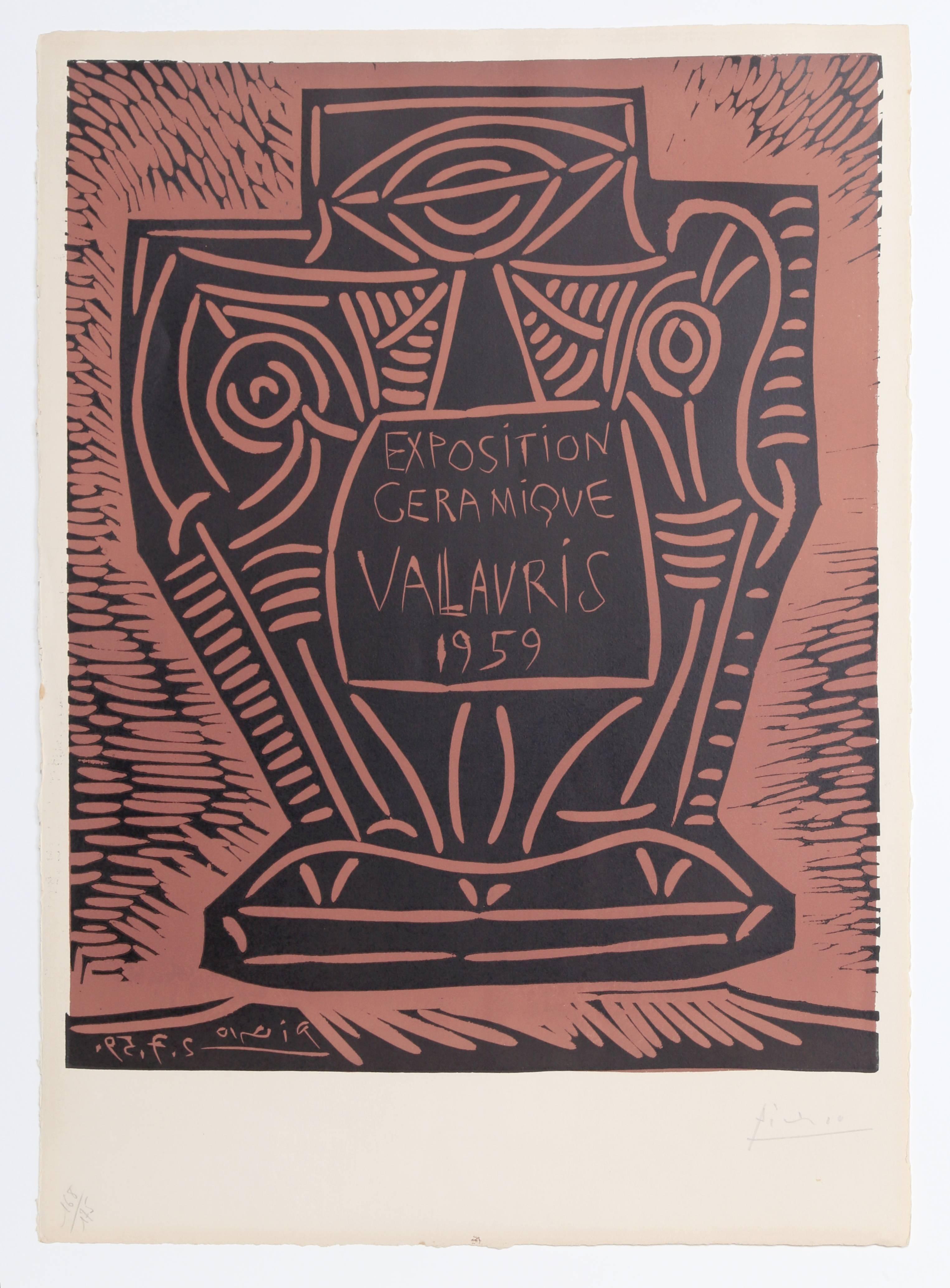 This linocut print was created in 1959 by the prolific and timeless artist, Pablo Picasso. Picasso created an enormous amount of work during his lifetime, and is the father of the Cubist movement. His vision and style still influence artists today.