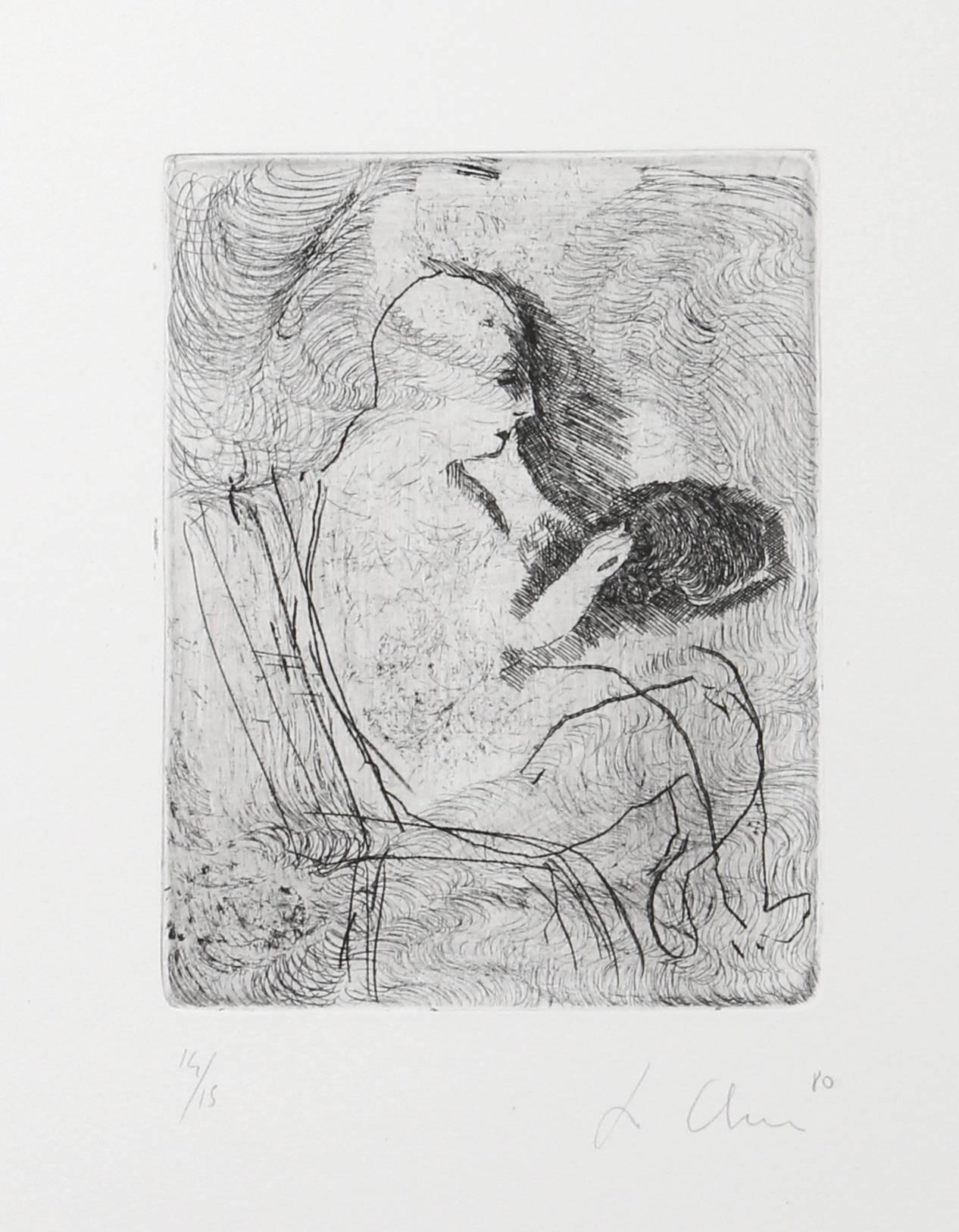 This etching was created by Italian artist Sandro Chia. Chia referred to his early productions as ‘mythical conceptual art,’ and in the late 1970s he returned to painting and quickly established himself as a major artist of the movement in Italian