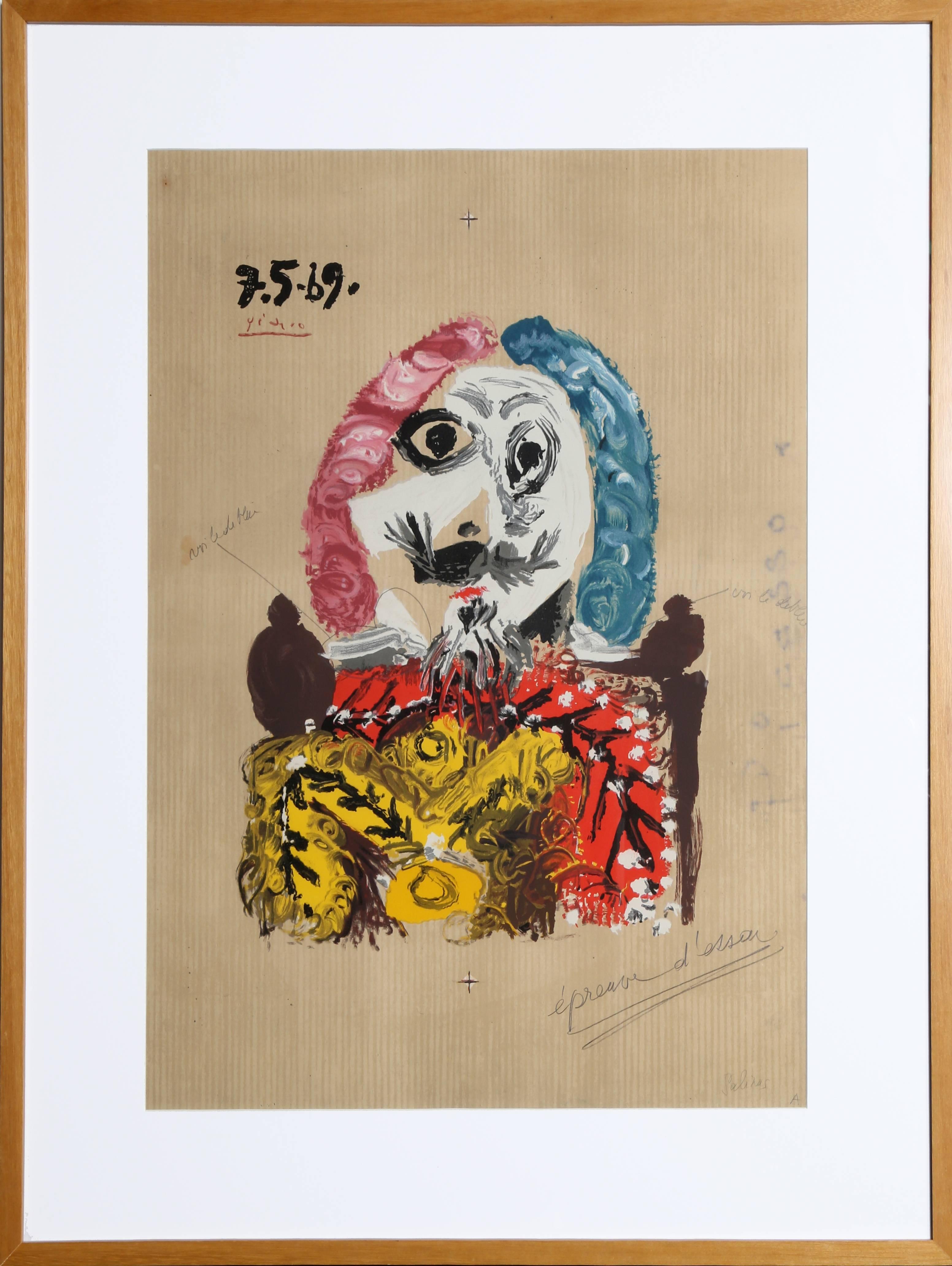 (after) Pablo Picasso Portrait Print - Imaginary Portrait, Lithograph in Colors, 1969