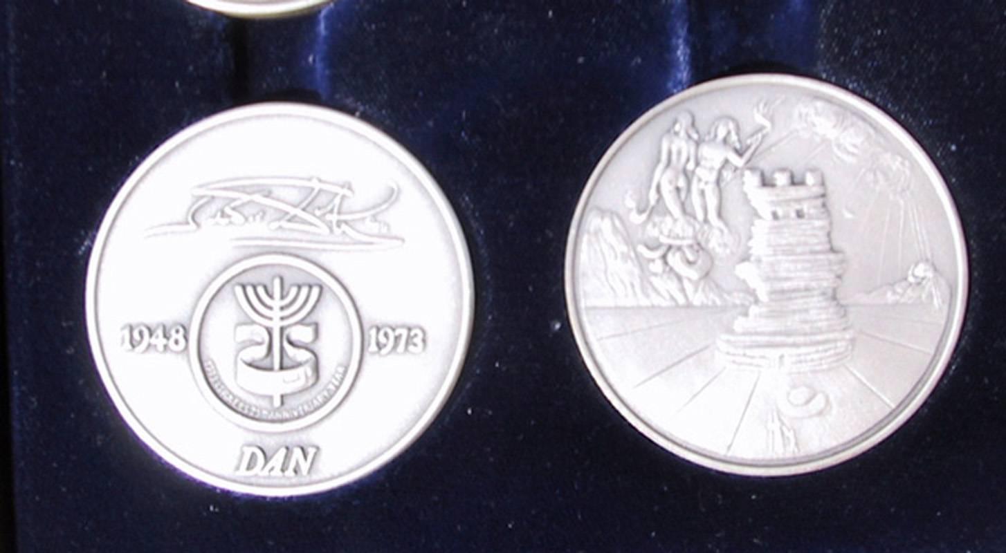Homage to Israel set of 12 Silver Medallions - Sculpture by Salvador Dalí