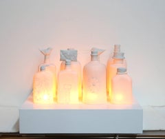 Bottles, Ceramic Sculpture with Lighting by Ilena Finocchi