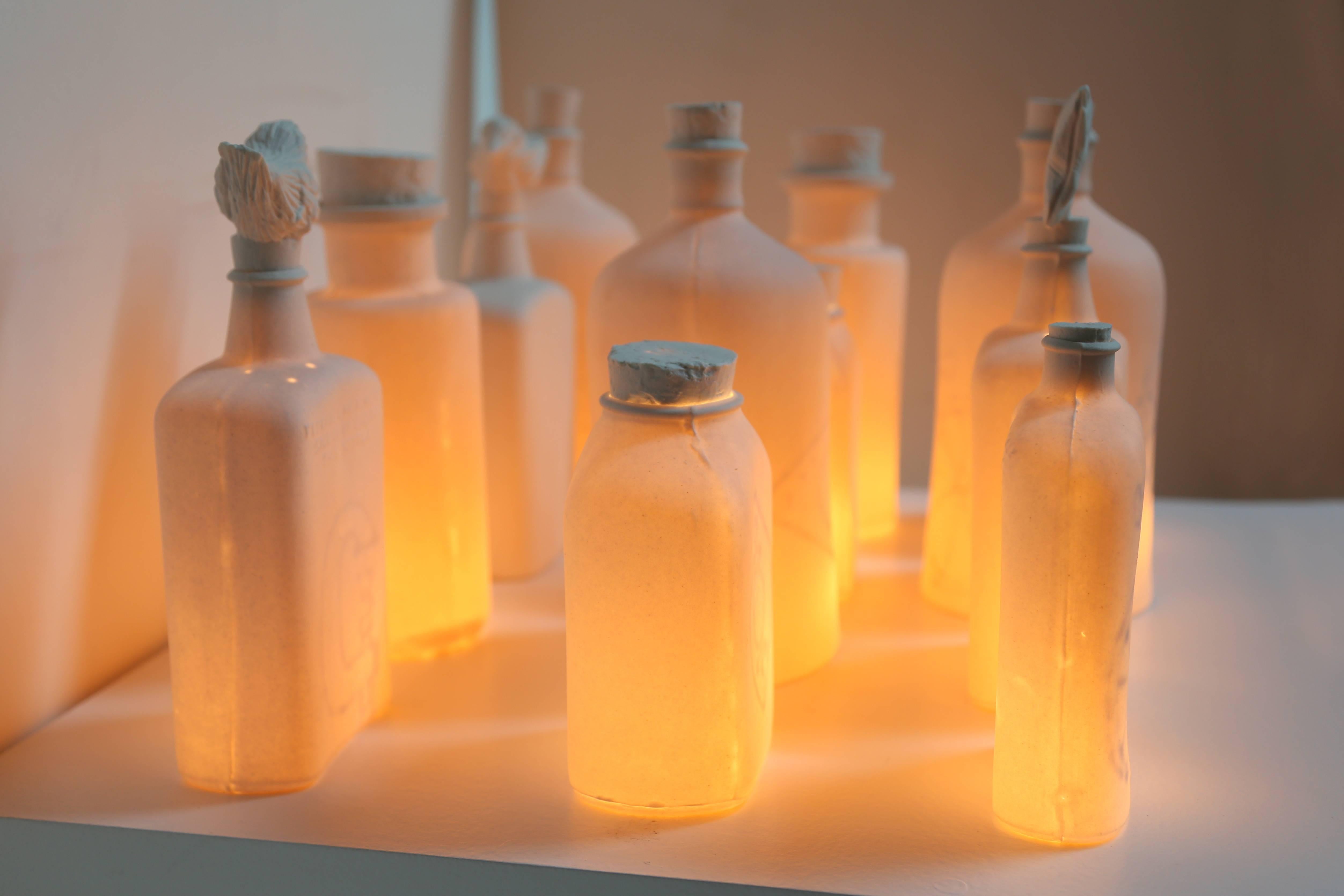 Bottles, Ceramic Sculpture with Lighting by Ilena Finocchi For Sale 3