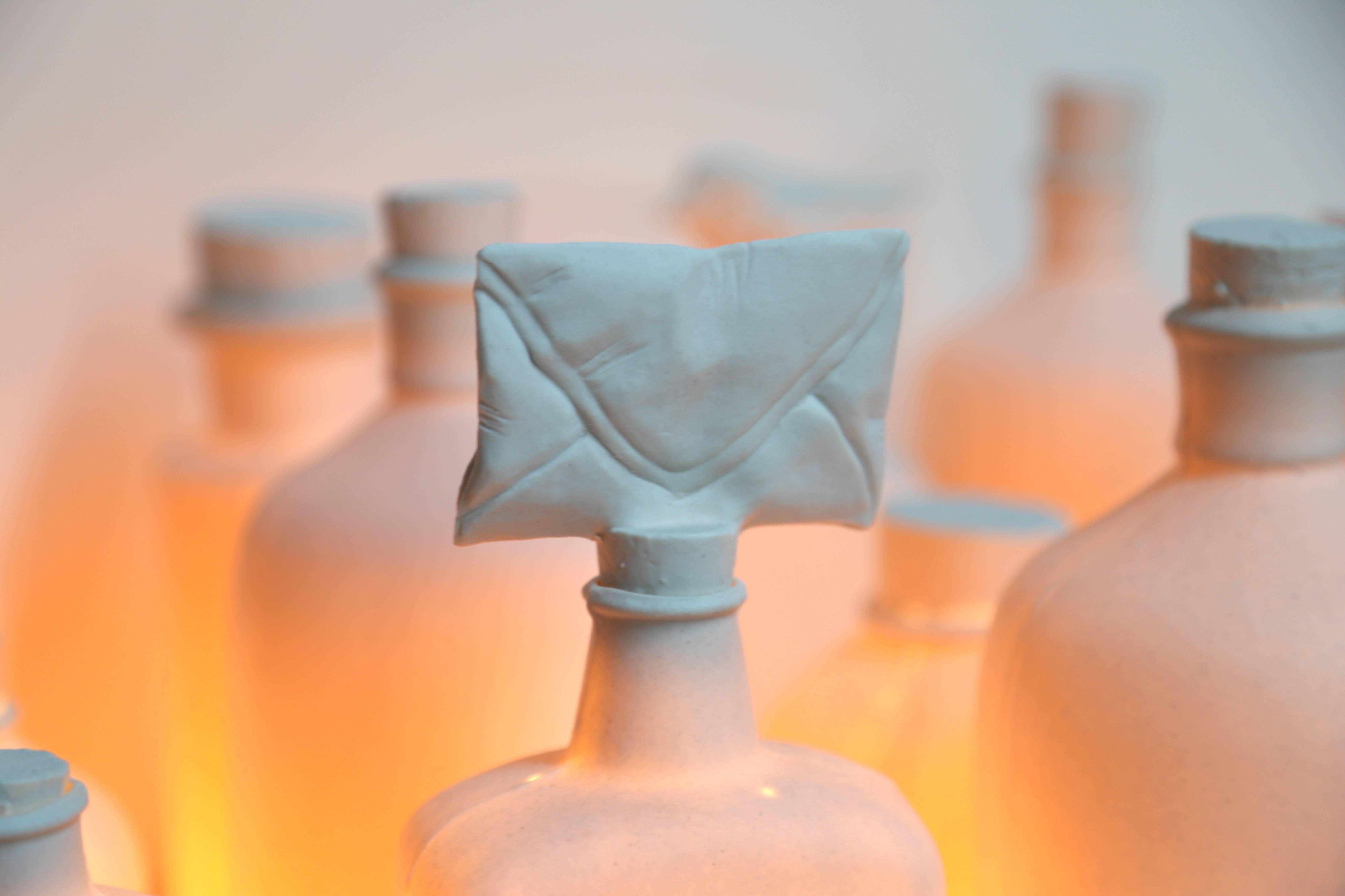 Bottles, Ceramic Sculpture with Lighting by Ilena Finocchi For Sale 4