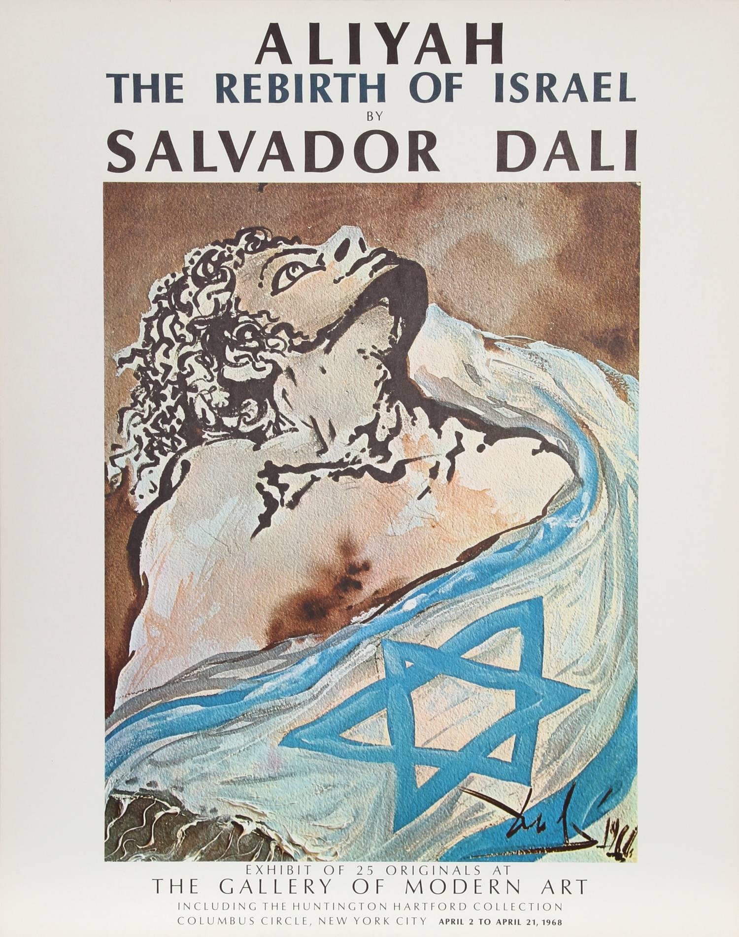 (after) Salvador Dali Figurative Print – Aliyah Die Wiedergeburt Israels / Galerie für moderne Kunst:: Salvador Dali Poster 1968