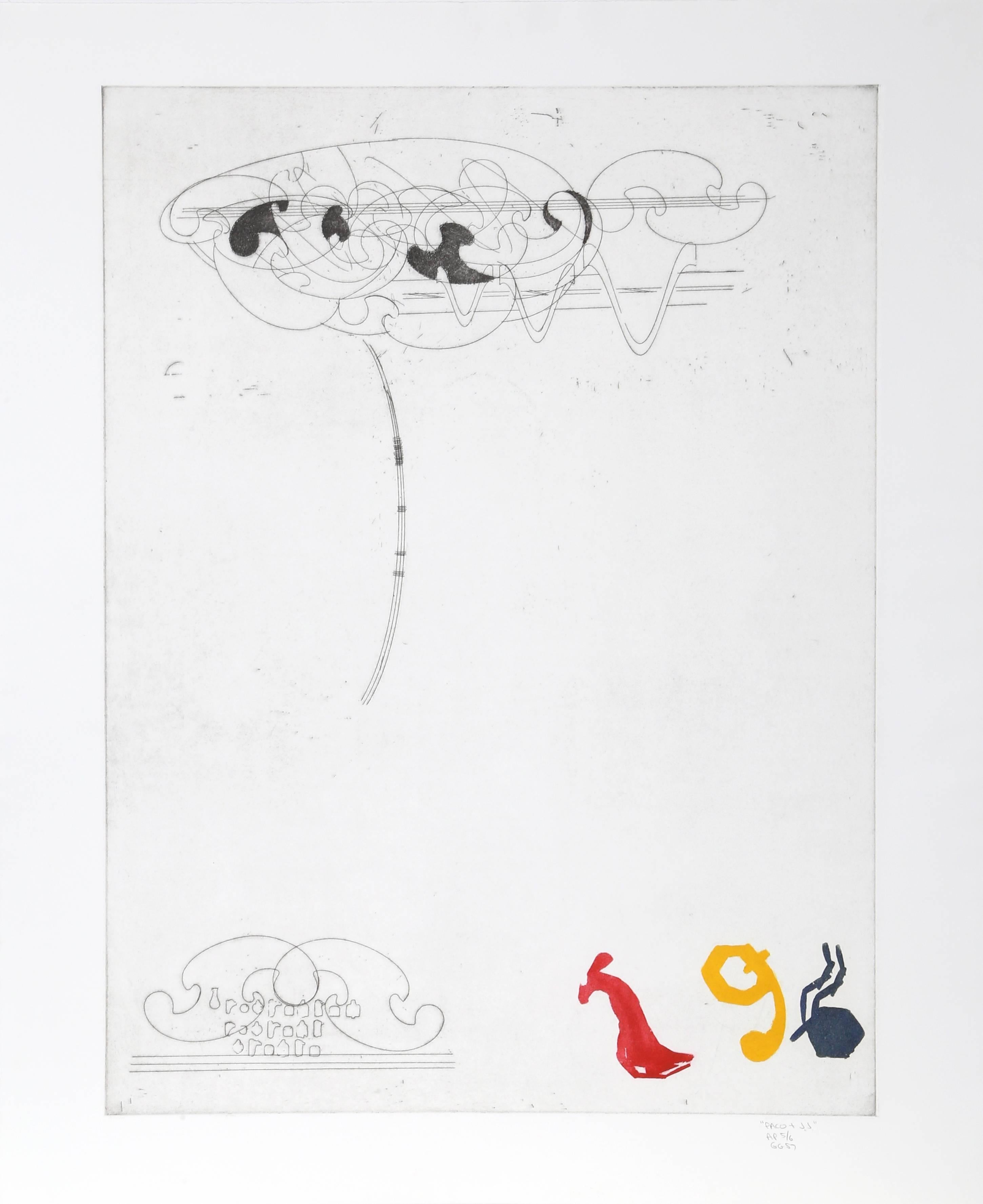 Paco and J.J., Abstract Lithograph by Glenn Goldberg