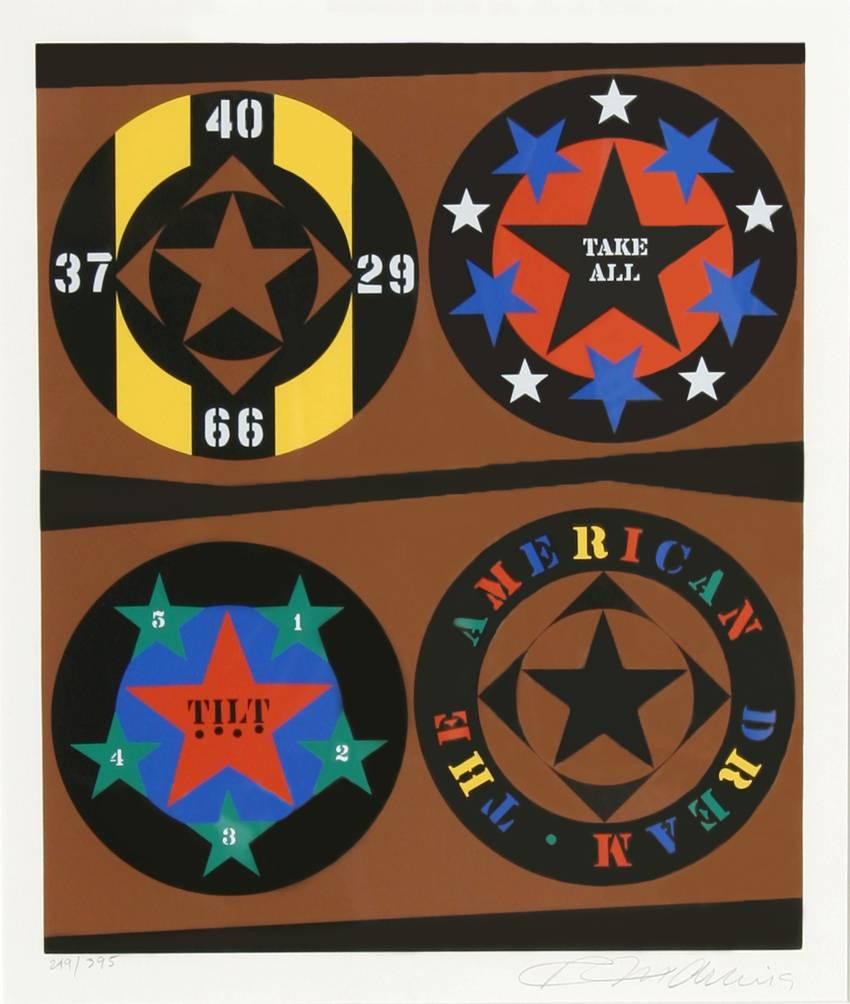 The American Dream, Suite of 30 Silkscreens and Book - Beige Abstract Print by Robert Indiana