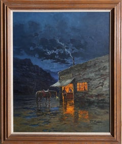 Vintage Saloon, Western Oil Painting