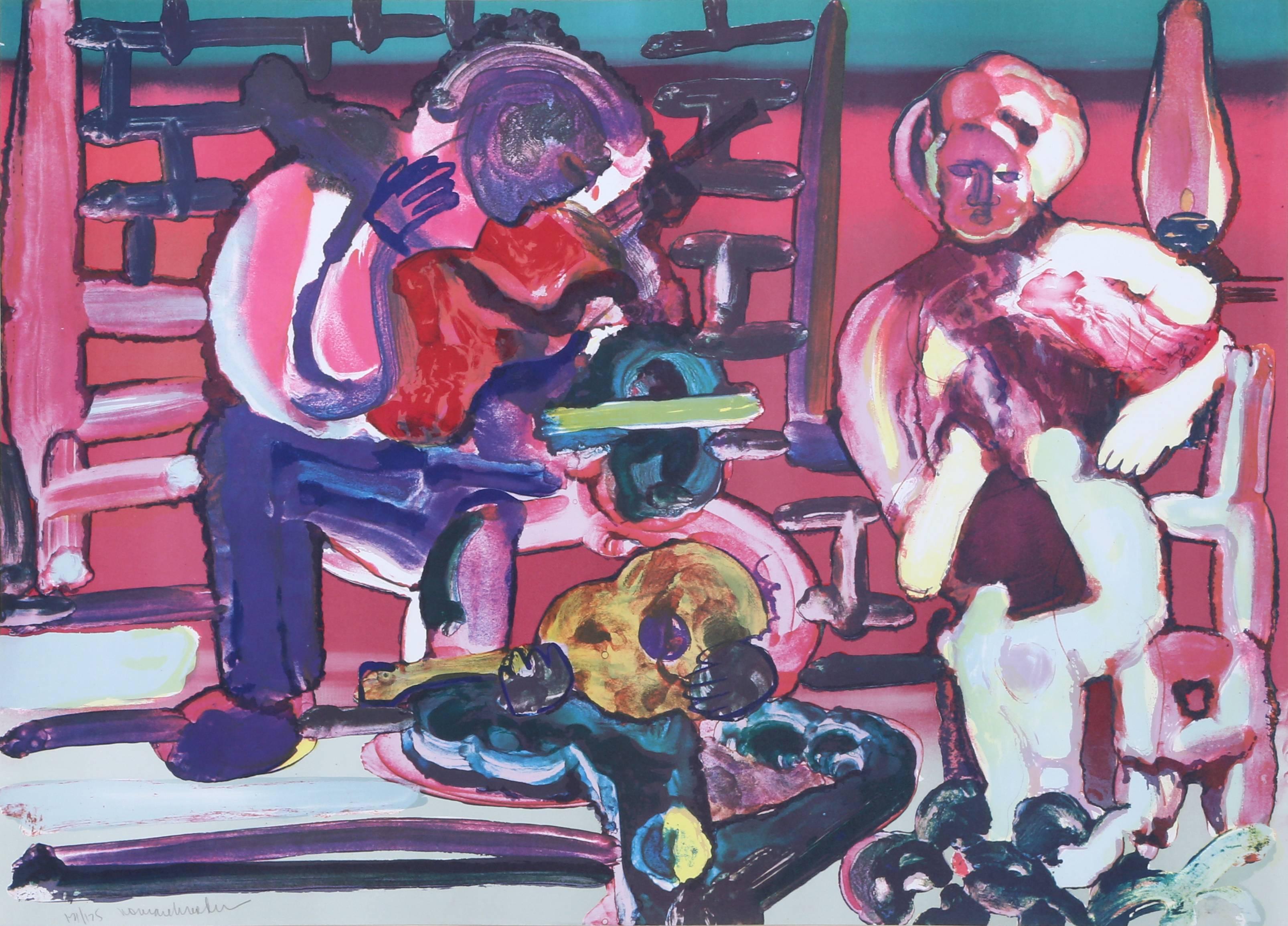 Romare Bearden Figurative Print - Louisiana Serenade from the Jazz Series