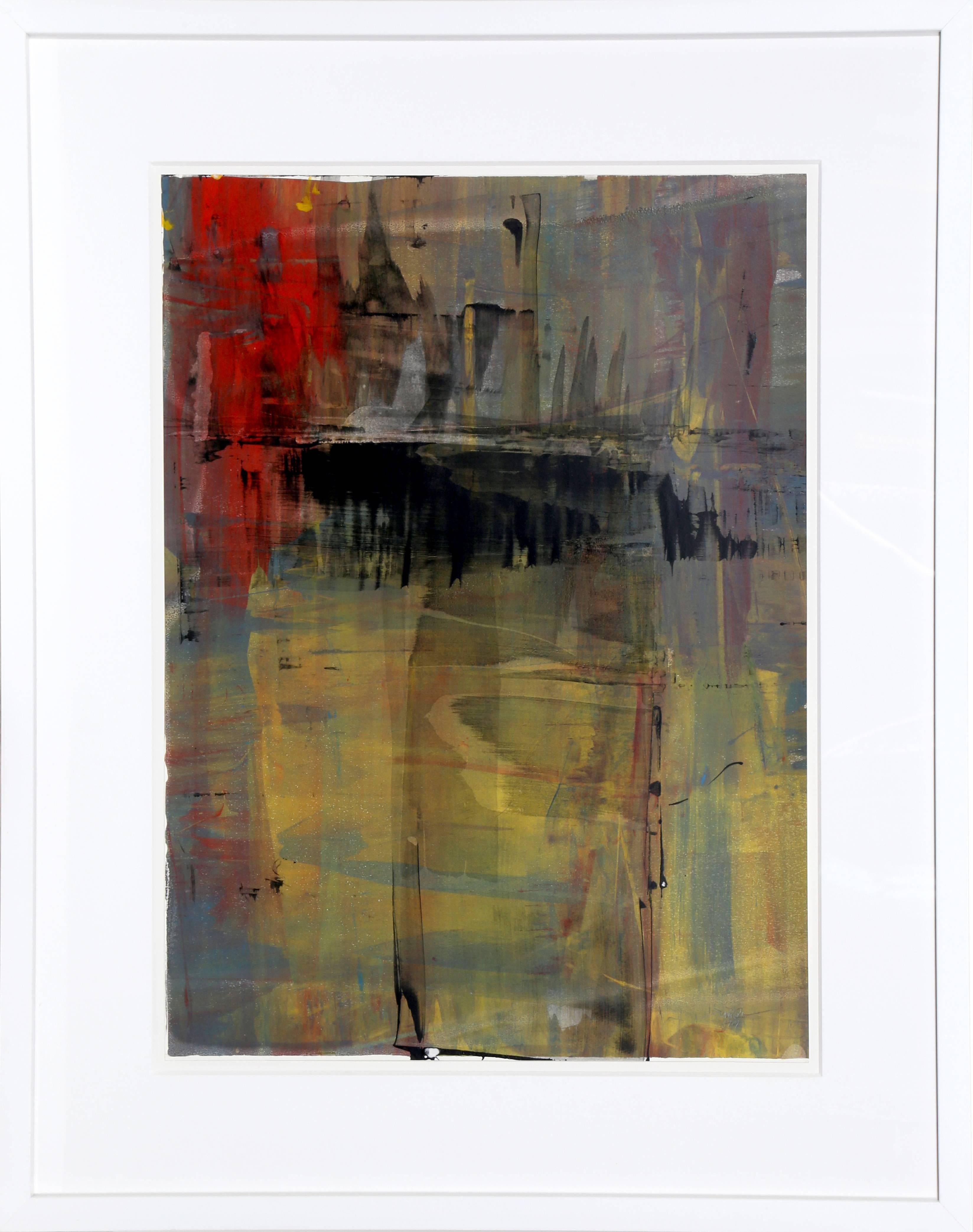 LXXII, Abstract Monoprint Framed in White by Liu Jian