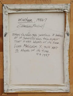 Charles McGill - Charles Winter, White Pittura ad olio astratta espressionista su tela di Charles McGill