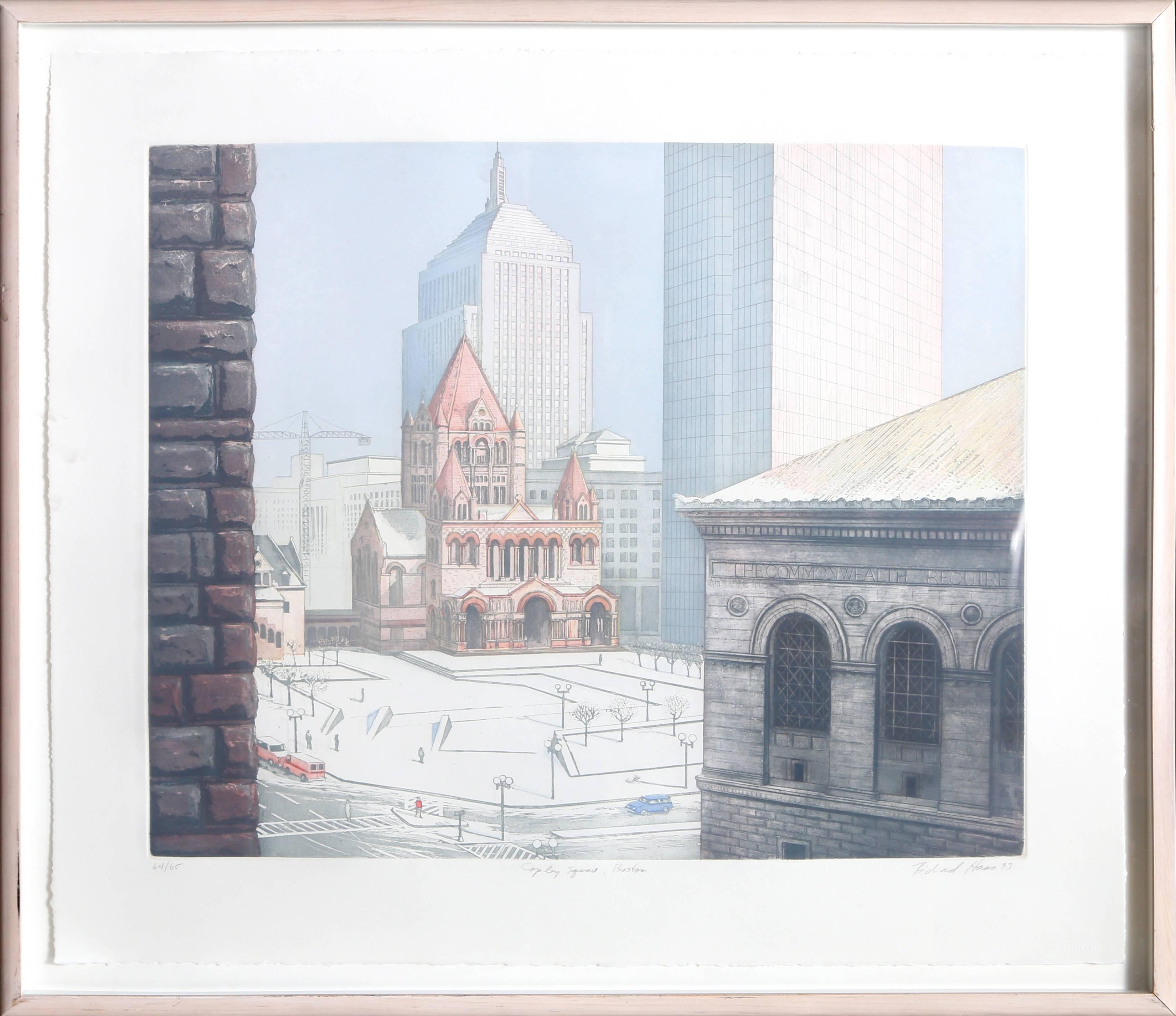 Copley Square, Boston - Photorealist Etching by Richard Haas