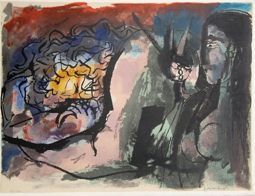 Portfolio von 12 Lithografien, „In the Beginning“ (Beige), Figurative Print, von Abraham Rattner